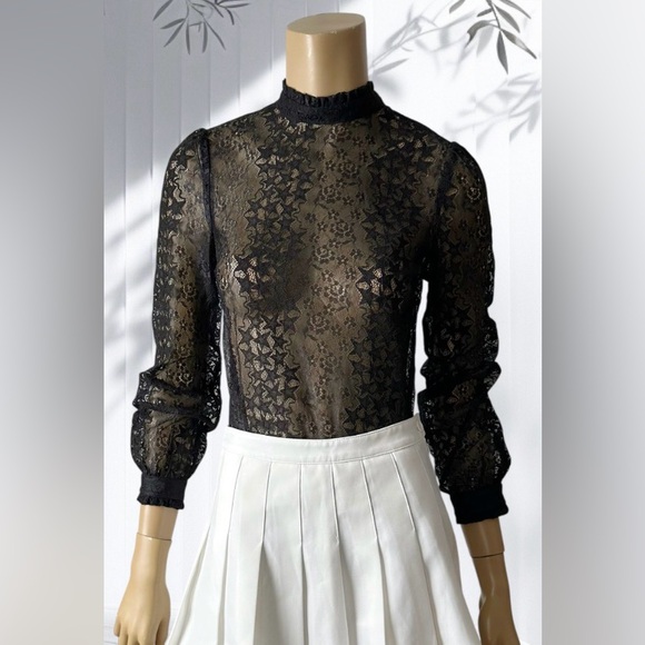Modcloth Black Sheer Lace Blouse - Picture 11 of 12